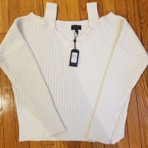ISO Rag & Bone Logan Cashmere Crew Off Shoulder Ribbed Sweater